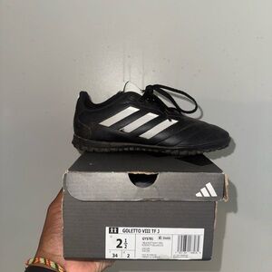 Kids Adidas Golettos in Black and White Soccer Cleats